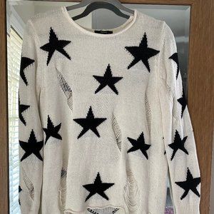 F21 Distressed Star Sweater